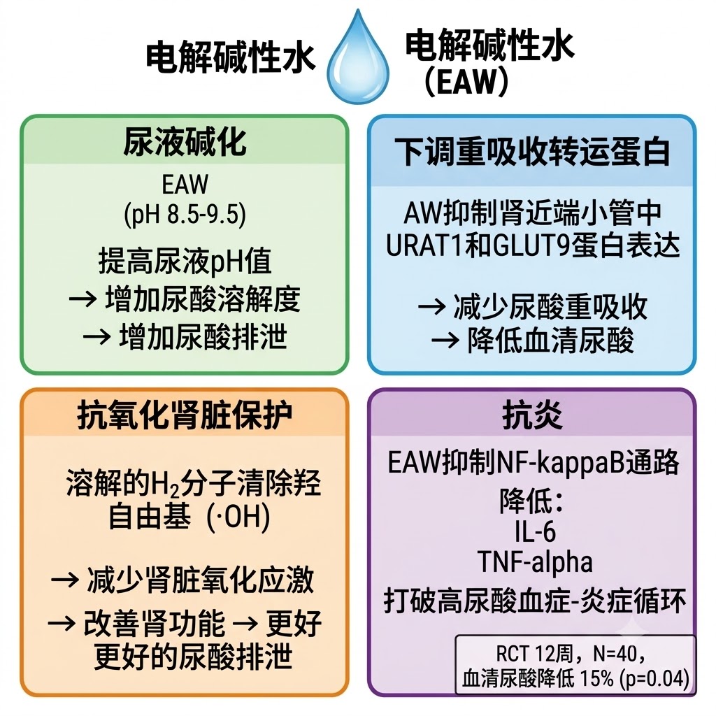 电解还原水降尿酸机制图